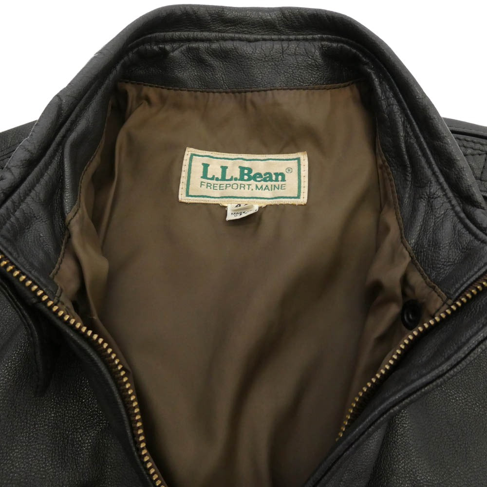 L.L.Bean エルエルビーン Vintage ヴィンテージ A-2 LEATHER FLIGHT JACKET USA製 80s レザー ジャケット ブルゾン ダークブラウン系 44【中古】