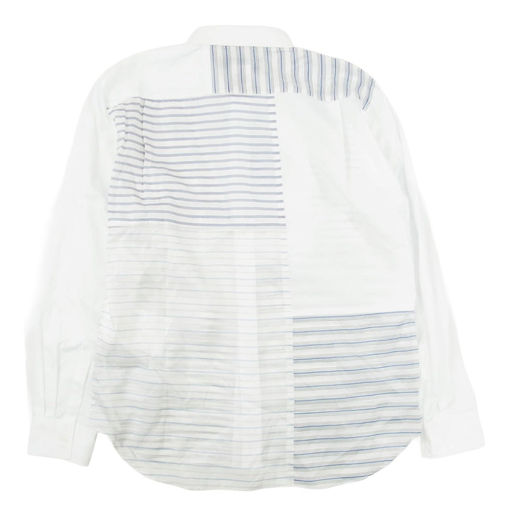 COMME des GARCONS HOMME DEUX コムデギャルソンオムドゥ DP-B048 AD2025 ボーダー シースルー切替 長袖 シャツ ホワイト系 S【極上美品】【中古】