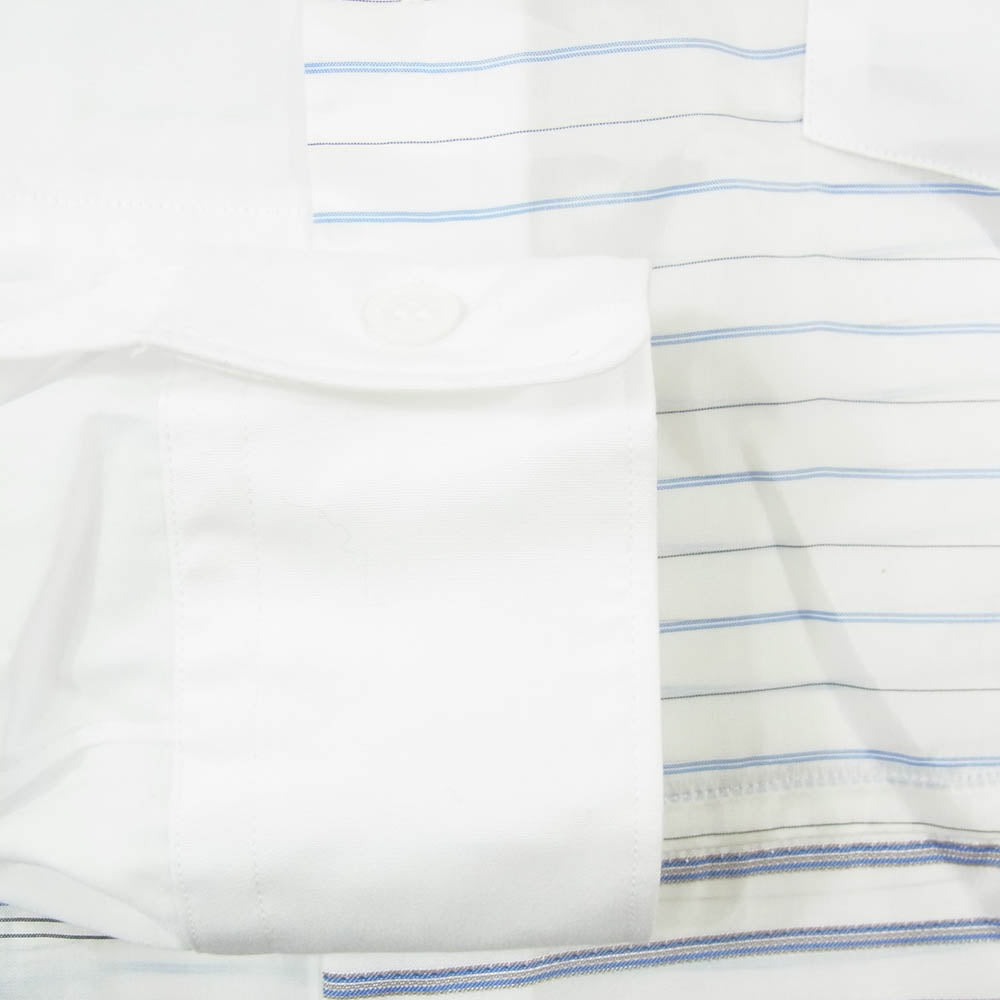 COMME des GARCONS HOMME DEUX コムデギャルソンオムドゥ DP-B048 AD2025 ボーダー シースルー切替 長袖 シャツ ホワイト系 S【極上美品】【中古】