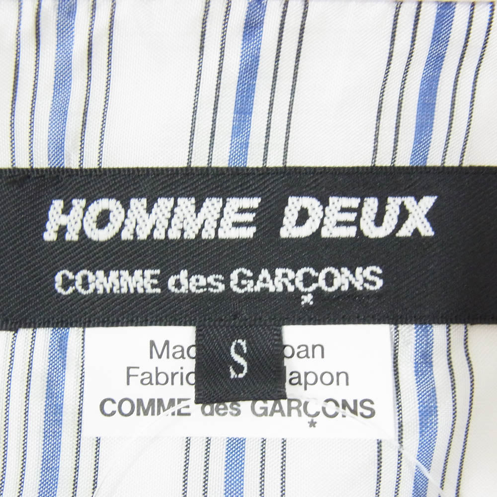 COMME des GARCONS HOMME DEUX コムデギャルソンオムドゥ DP-B048 AD2025 ボーダー シースルー切替 長袖 シャツ ホワイト系 S【極上美品】【中古】