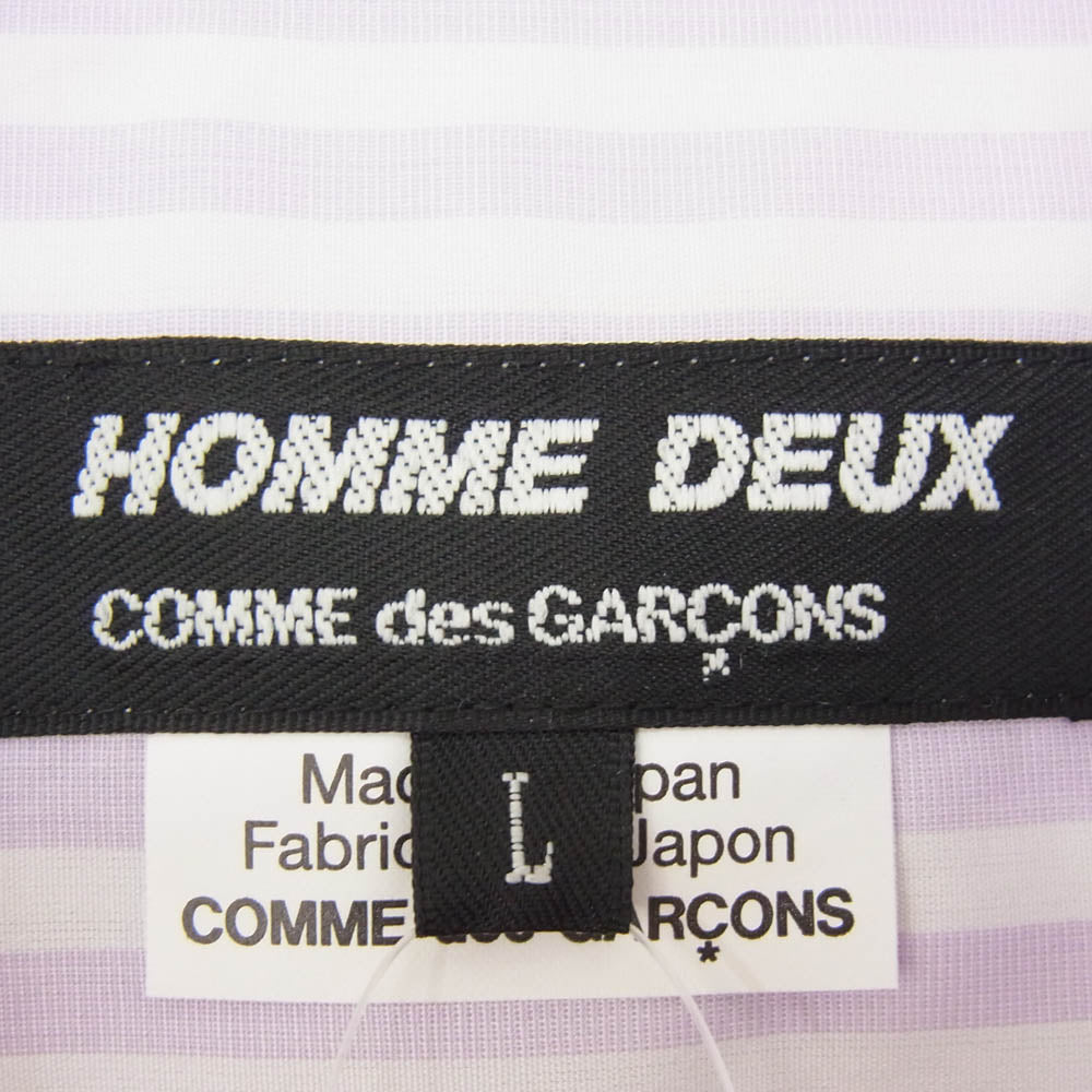 COMME des GARCONS HOMME DEUX コムデギャルソンオムドゥ DP-B042 AD2025 ストライプ 切替 ロングスリーブ 長袖 シャツ ピンク系 L【極上美品】【中古】