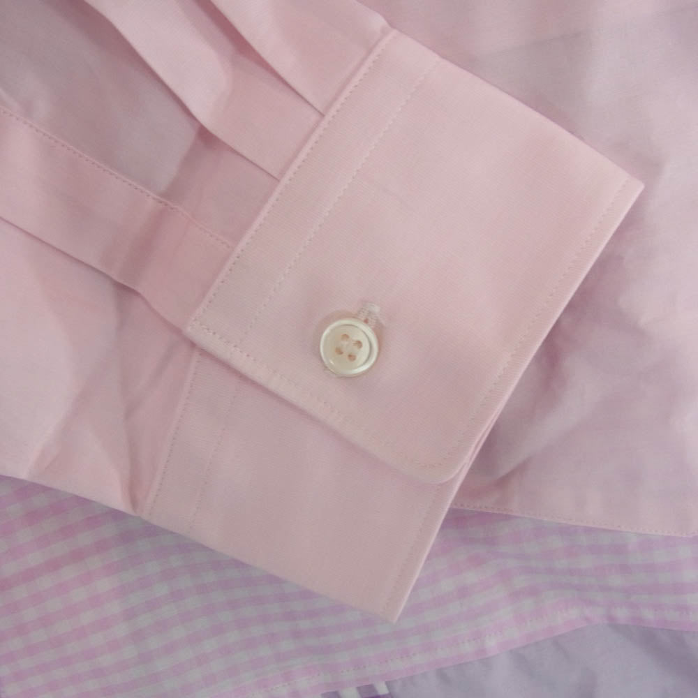 COMME des GARCONS HOMME DEUX コムデギャルソンオムドゥ DP-B043 AD2025 捻れ パッチワーク 切替 長袖 シャツ ピンク系 L【極上美品】【中古】