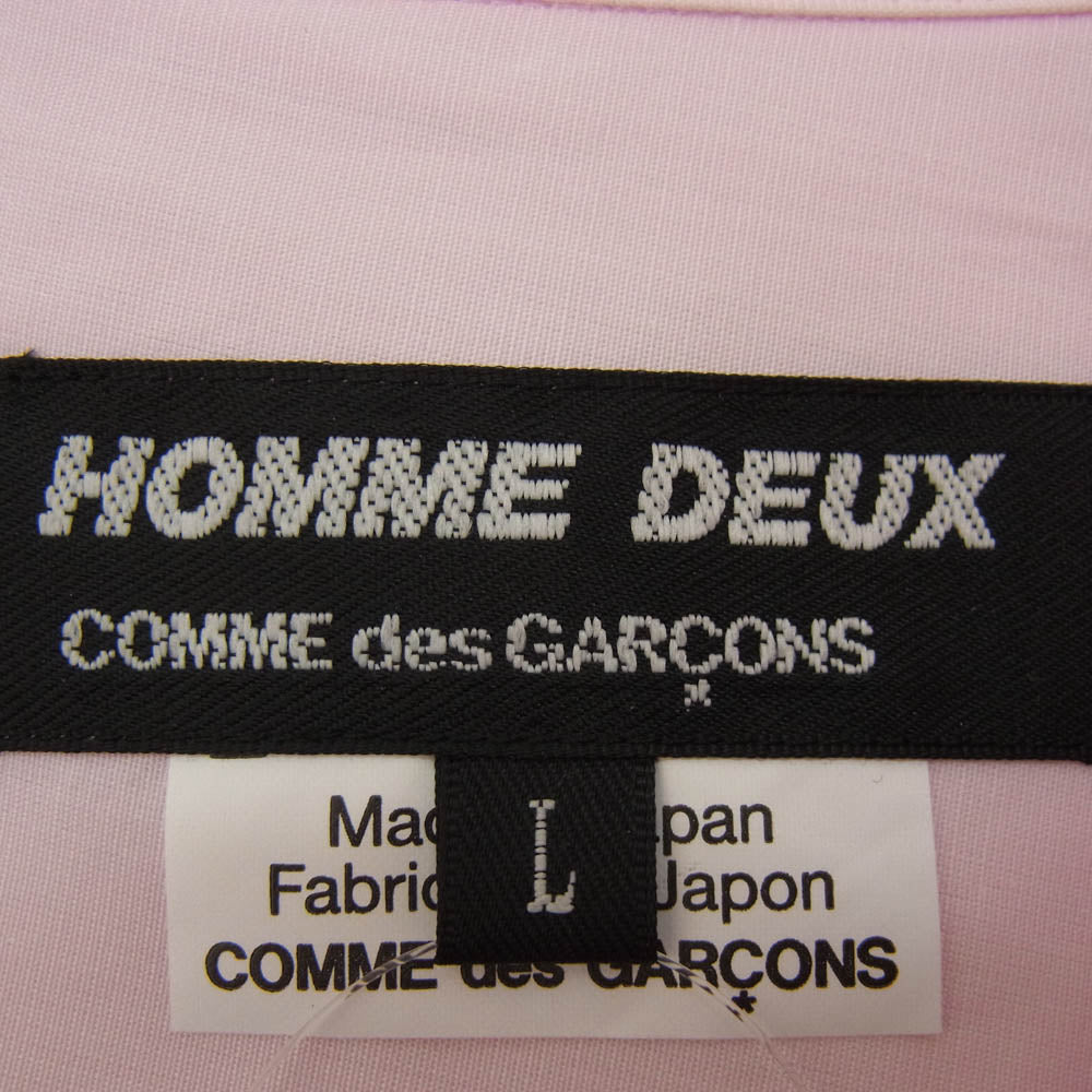COMME des GARCONS HOMME DEUX コムデギャルソンオムドゥ DP-B043 AD2025 捻れ パッチワーク 切替 長袖 シャツ ピンク系 L【極上美品】【中古】