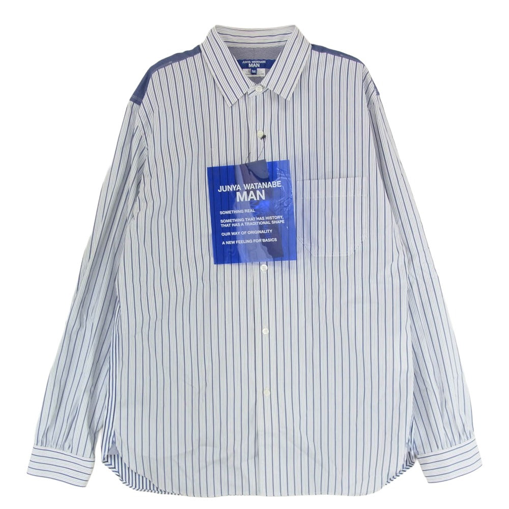 JUNYA WATANABE COMME des GARCONS MAN ジュンヤワタナベコムデギャルソンマン 25AW WP-B015 L/S SHIRT ストライプ ロングスリーブ 長袖 シャツ ブルー系 M【極上美品】【中古】