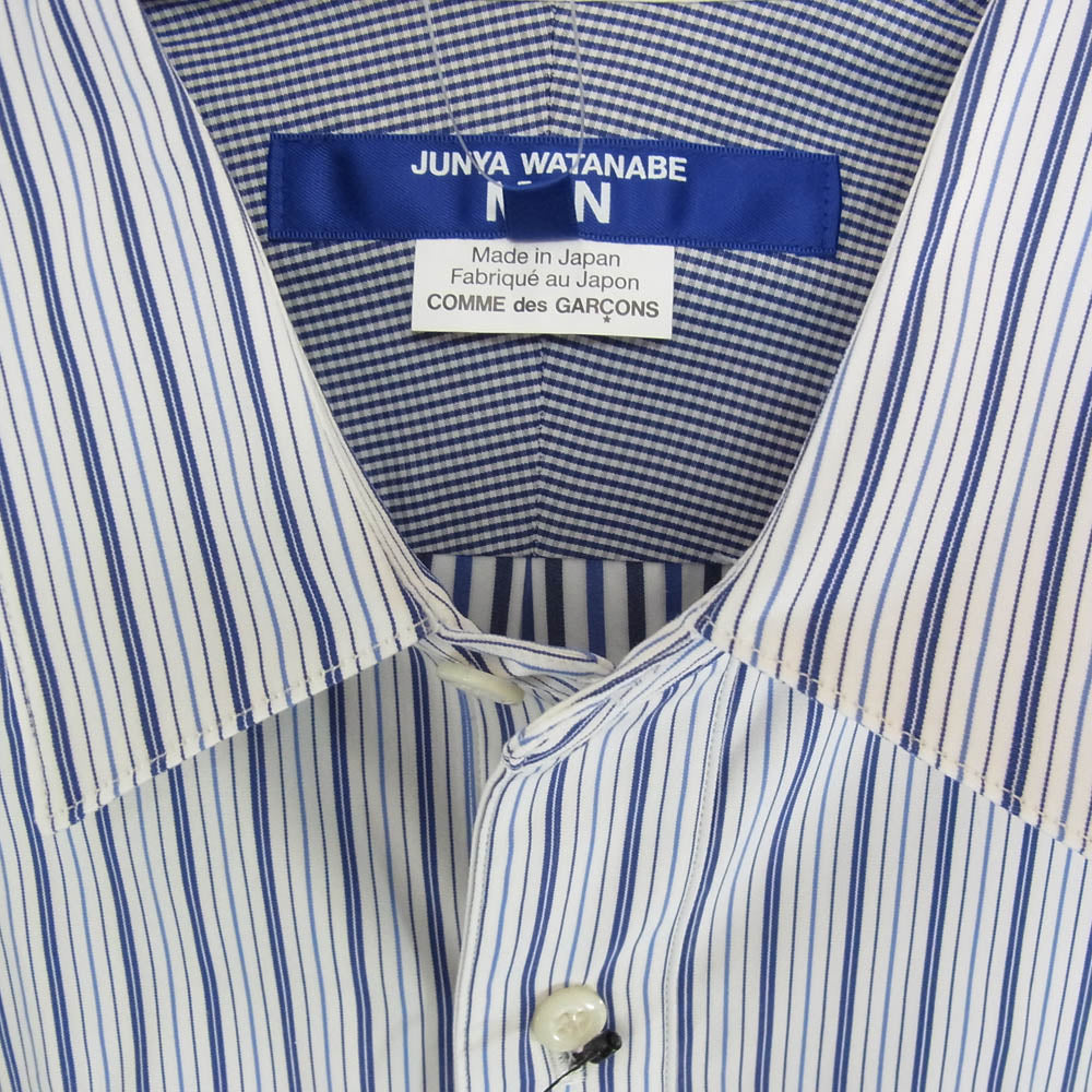 JUNYA WATANABE COMME des GARCONS MAN ジュンヤワタナベコムデギャルソンマン 25AW WP-B015 L/S SHIRT ストライプ ロングスリーブ 長袖 シャツ ブルー系 M【極上美品】【中古】