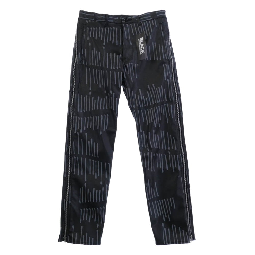 BLACK COMME des GARCONS ブラックコムデギャルソン 25AW 1P-P003 シンセティックレザー サイドジップ パンツ ブラック系 M【極上美品】【中古】