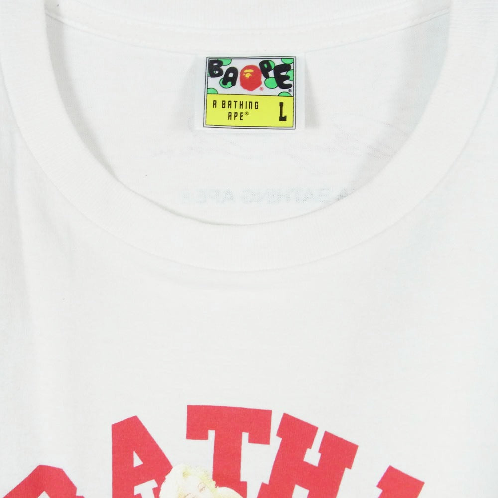 A BATHING APE アベイシングエイプ 001TEG231956X Marilyn Monroe TEE フロント プリント マリリン・モンロー Ｔシャツ 半袖カットソー ホワイト系 L【中古】
