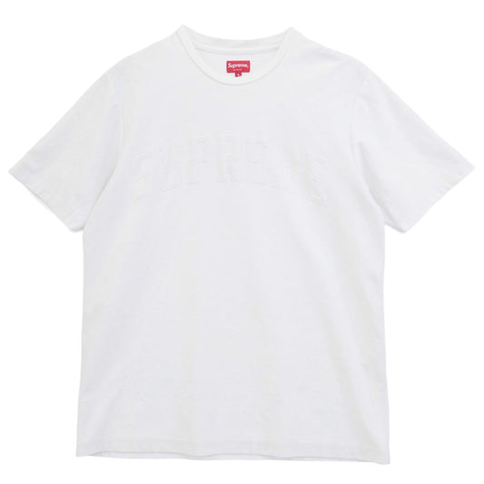 Supreme シュプリーム 19SS Chenille Arc Logo S/S Tee シェニール アーチ ロゴ ショートスリーブ クルーネック半袖 Tシャツ カットソー ホワイト系 S【中古】