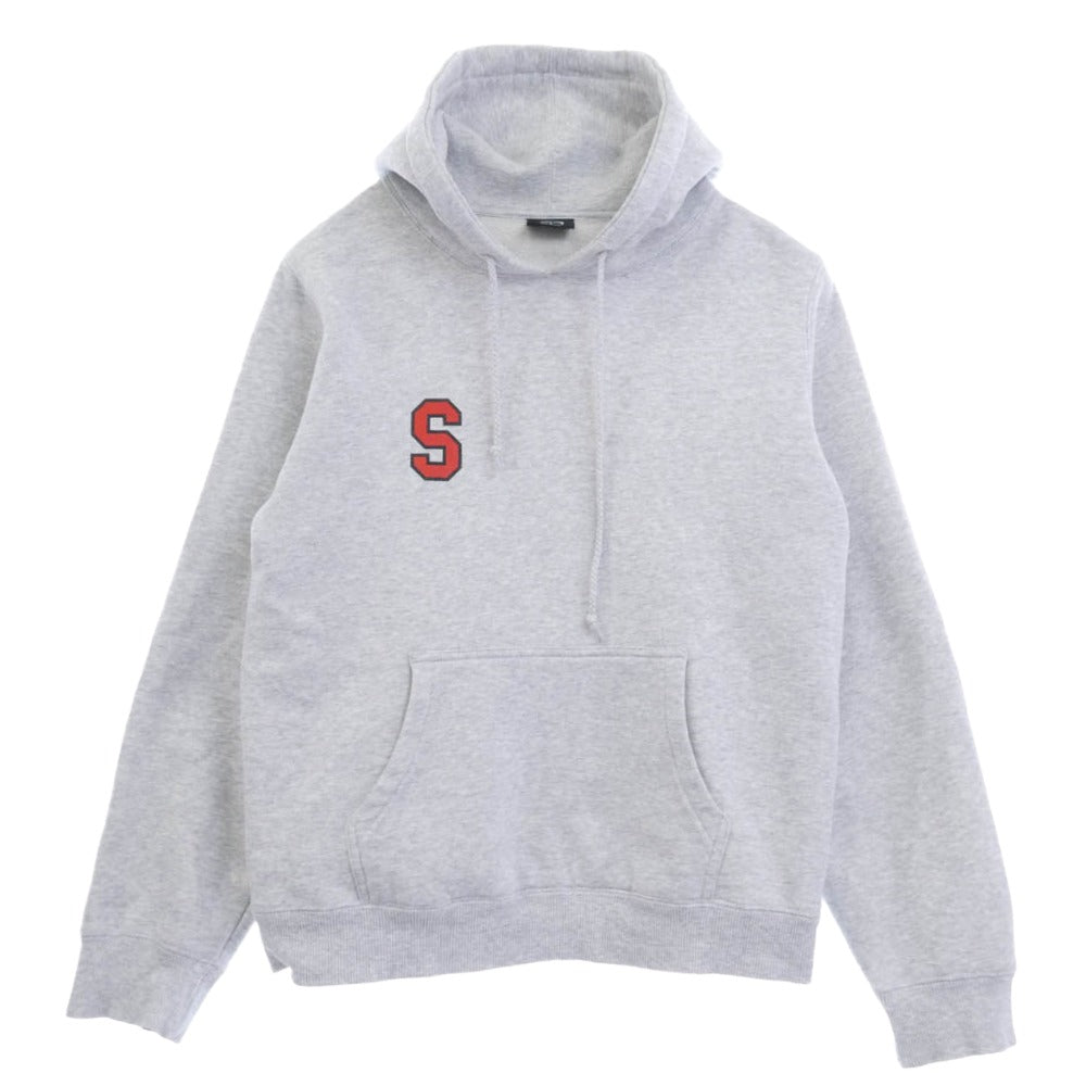 STUSSY ステューシー アーチロゴ Sロゴ フロント バック プリント プルオーバー パーカー フーディー グレー系 S【中古】