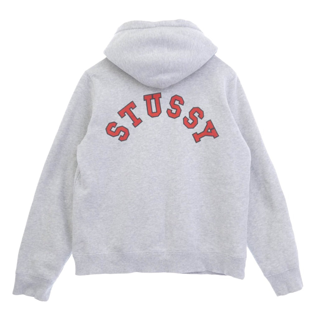 STUSSY ステューシー アーチロゴ Sロゴ フロント バック プリント プルオーバー パーカー フーディー グレー系 S【中古】