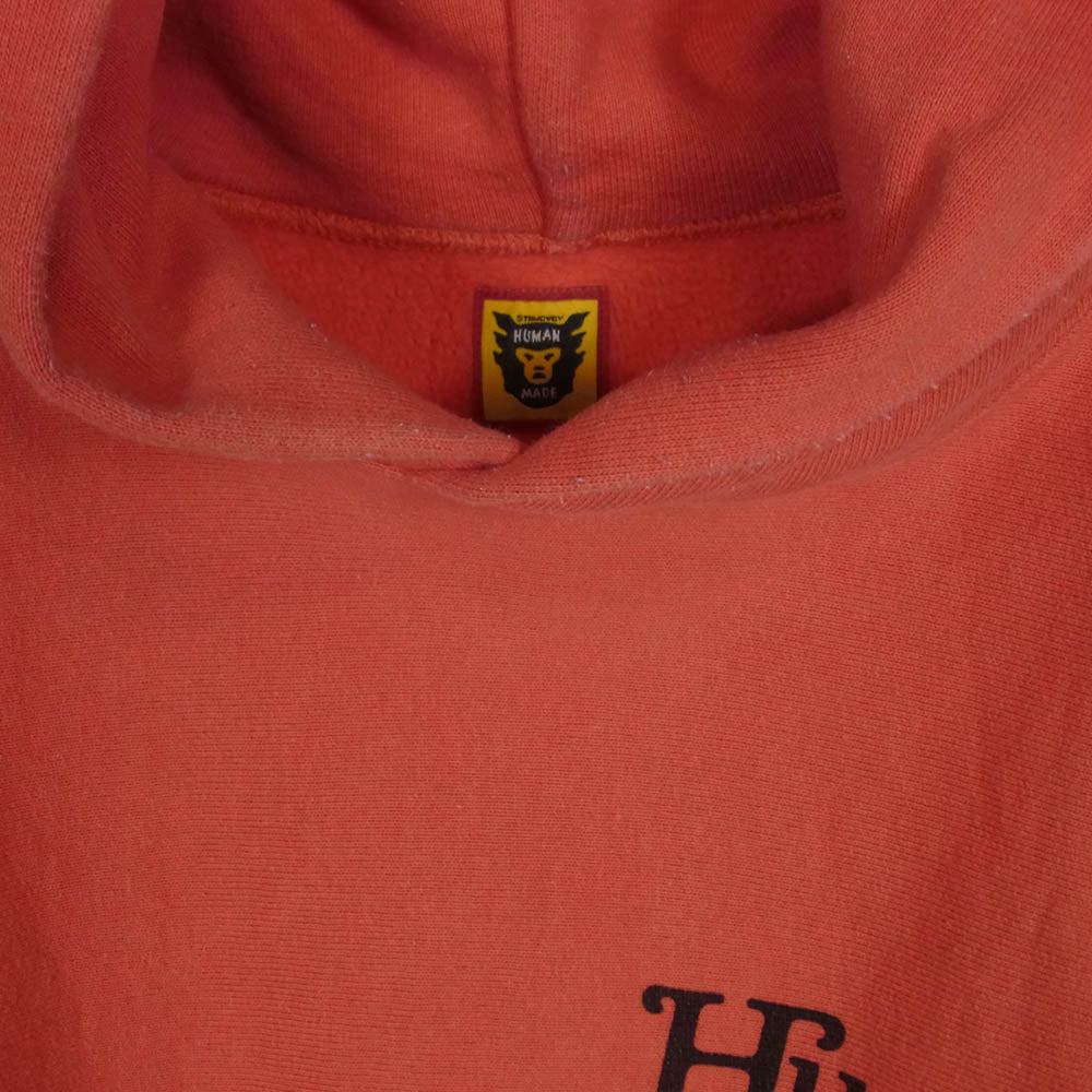HUMAN MADE ヒューマンメイド LOGO HOODIE フロント バック ロゴ プリント プルオーバー パーカー フーディー レッド系 L【中古】
