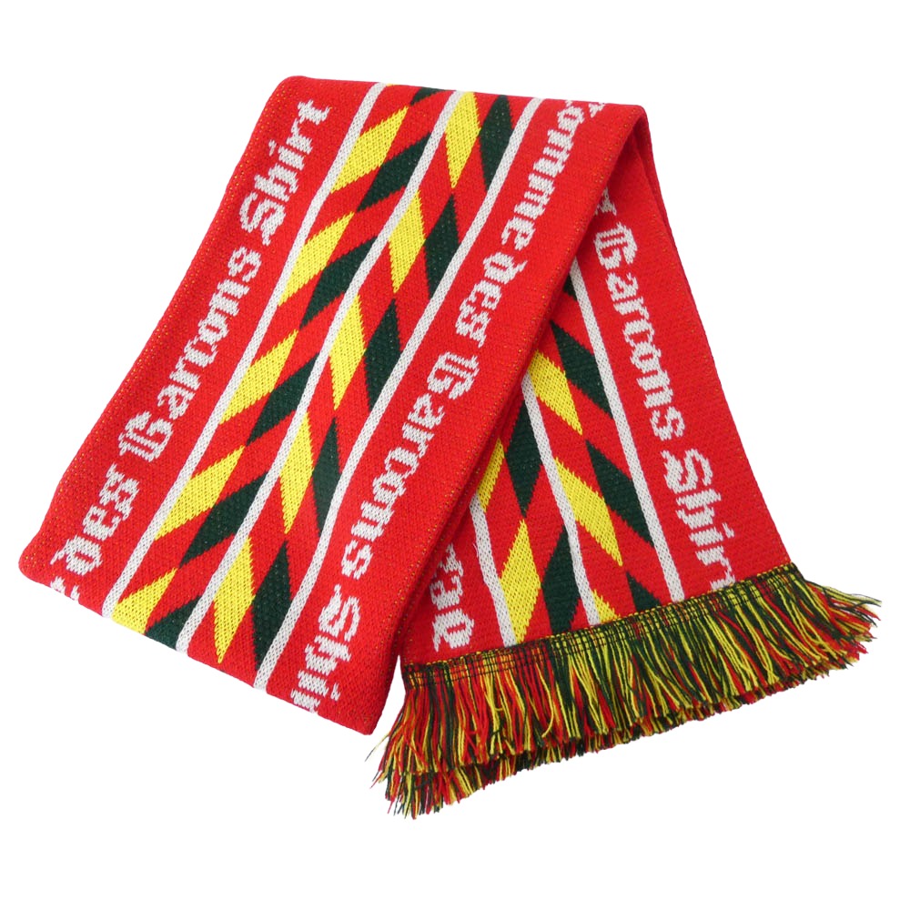 COMME des GARCONS コムデギャルソン 25AW FP-K402 SHIRT シャツ knitted jacquard acrylic football scarves ジャカード アクリル フットボール スカーフ マフラー レッド系【極上美品】【中古】