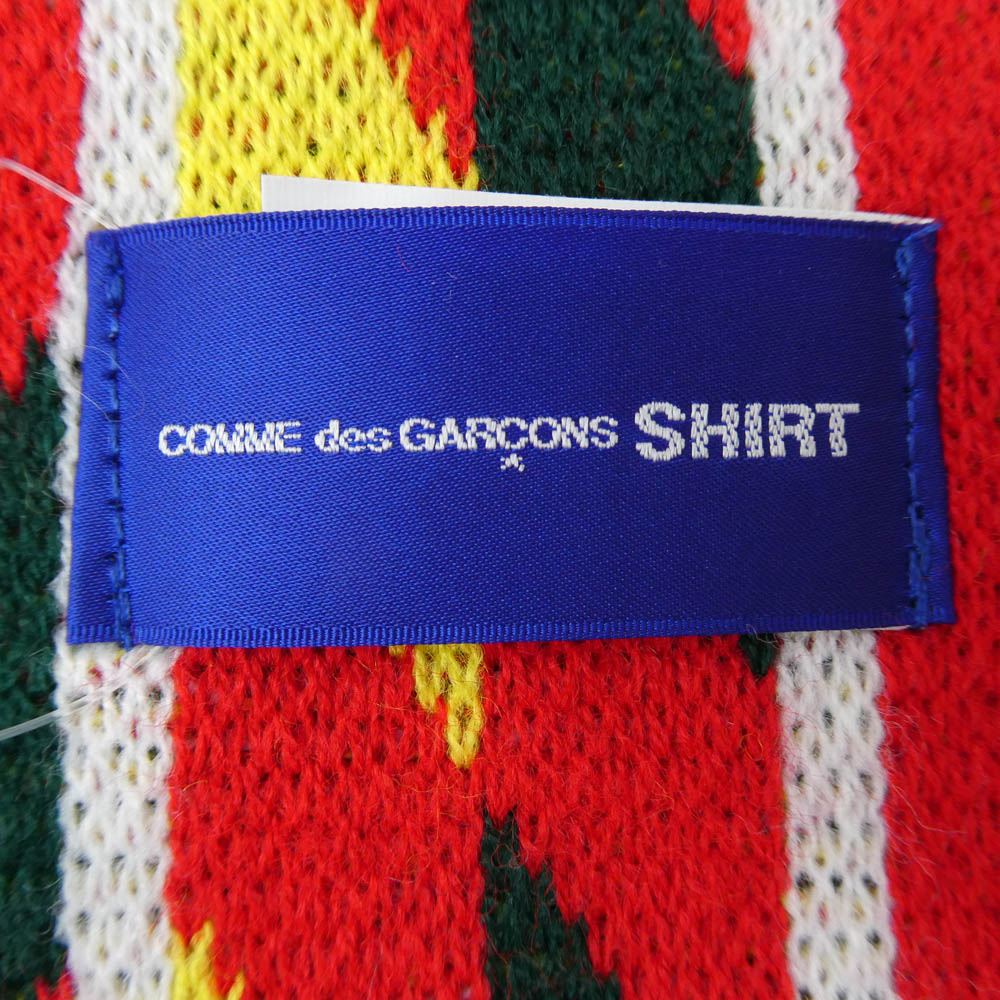 COMME des GARCONS コムデギャルソン 25AW FP-K402 SHIRT シャツ knitted jacquard acrylic football scarves ジャカード アクリル フットボール スカーフ マフラー レッド系【極上美品】【中古】