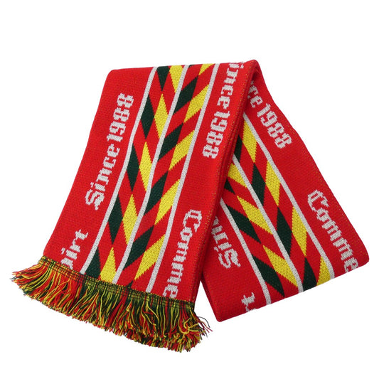 COMME des GARCONS コムデギャルソン 25AW FP-K402 SHIRT シャツ knitted jacquard acrylic football scarves ジャカード アクリル フットボール スカーフ マフラー レッド系【極上美品】【中古】