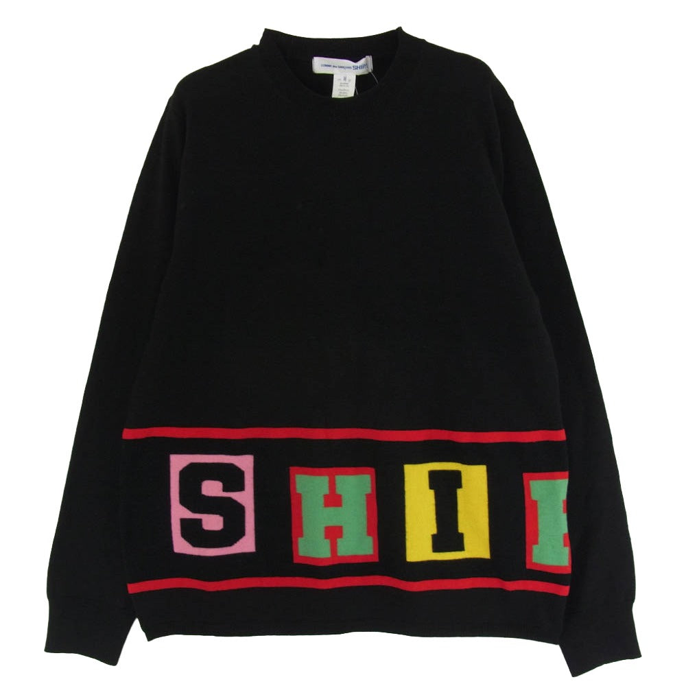 COMME des GARCONS コムデギャルソン 25AW FP-N001 SHIRT シャツ acrylic wool intarsia gauge 12 アクリル ウール 長袖 ニット ブラック系 M【極上美品】【中古】