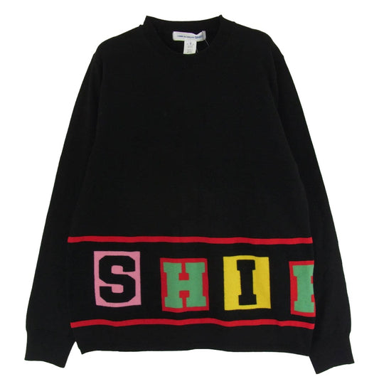 COMME des GARCONS コムデギャルソン 25AW FP-N001 SHIRT シャツ acrylic wool intarsia gauge 12 アクリル ウール 長袖 ニット ブラック系 M【極上美品】【中古】