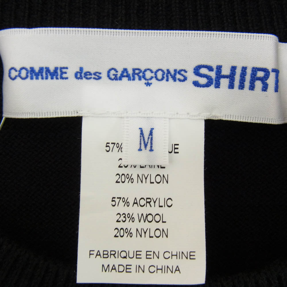 COMME des GARCONS コムデギャルソン 25AW FP-N001 SHIRT シャツ acrylic wool intarsia gauge 12 アクリル ウール 長袖 ニット ブラック系 M【極上美品】【中古】