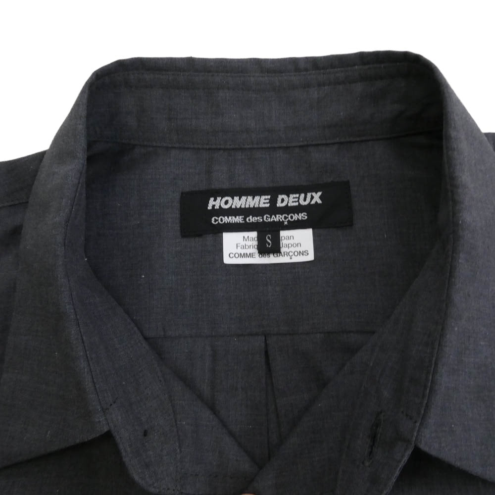COMME des GARCONS HOMME DEUX コムデギャルソンオムドゥ 25AW DP-B051-051 トラッカータイプ 長袖 綿 シャツ グレー系 S【極上美品】【中古】