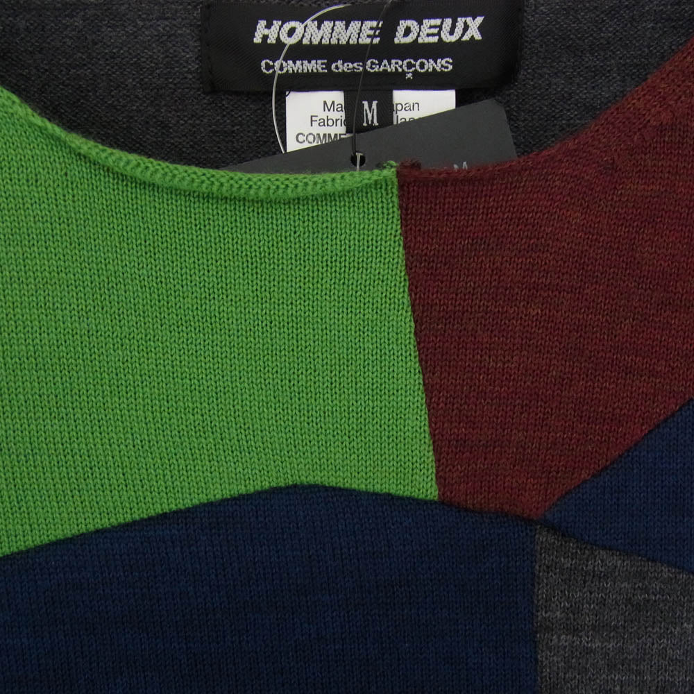 COMME des GARCONS HOMME DEUX コムデギャルソンオムドゥ 25AW DP-N002-051 WOOL PATCHWORK KNIT ウール パッチワーク ニット マルチカラー系 M【極上美品】【中古】