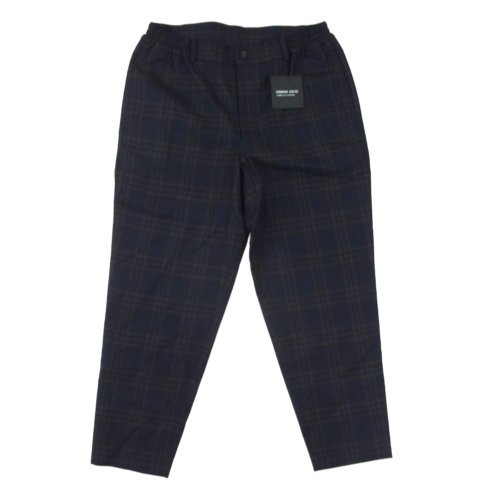 COMME des GARCONS HOMME DEUX コムデギャルソンオムドゥ 25AW DP-P030-051 Wool Dark Check Pants ウール ダークチェック パンツ トラウザーズ ネイビー系 XS【極上美品】【中古】