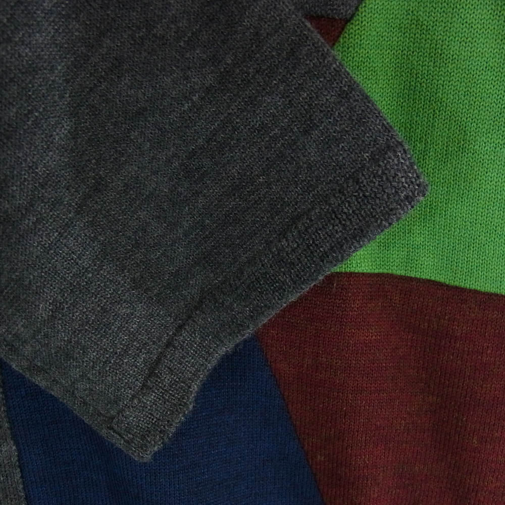 COMME des GARCONS HOMME DEUX コムデギャルソンオムドゥ 25AW DP-N001-051 WOOL CARDIGAN PATCHWORK ウール パッチワーク ニット カーディガン マルチカラー系 XL【極上美品】【中古】