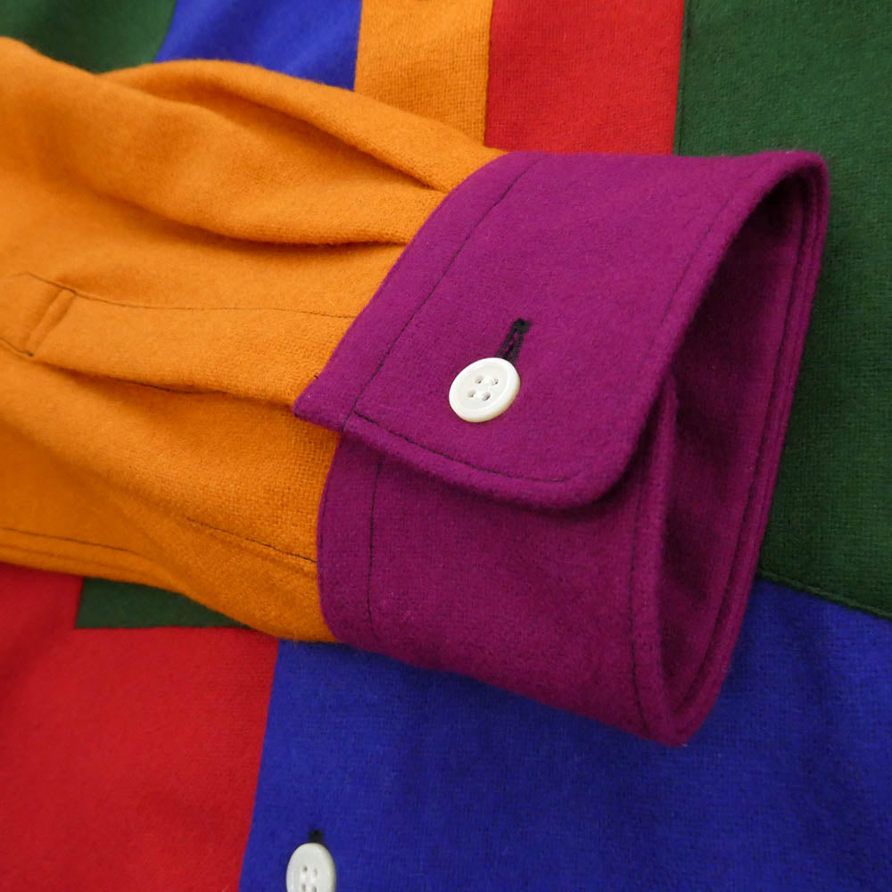 COMME des GARCONS HOMME PLUS コムデギャルソンオムプリュス 25AW PP-B032-051 ウールナイロン パッチワーク 長袖 ロング ドレスシャツ マルチカラー系 M【極上美品】【中古】