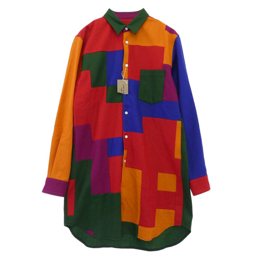 COMME des GARCONS HOMME PLUS コムデギャルソンオムプリュス 25AW PP-B032-051 ウールナイロン パッチワーク 長袖 ロング ドレスシャツ マルチカラー系 M【極上美品】【中古】
