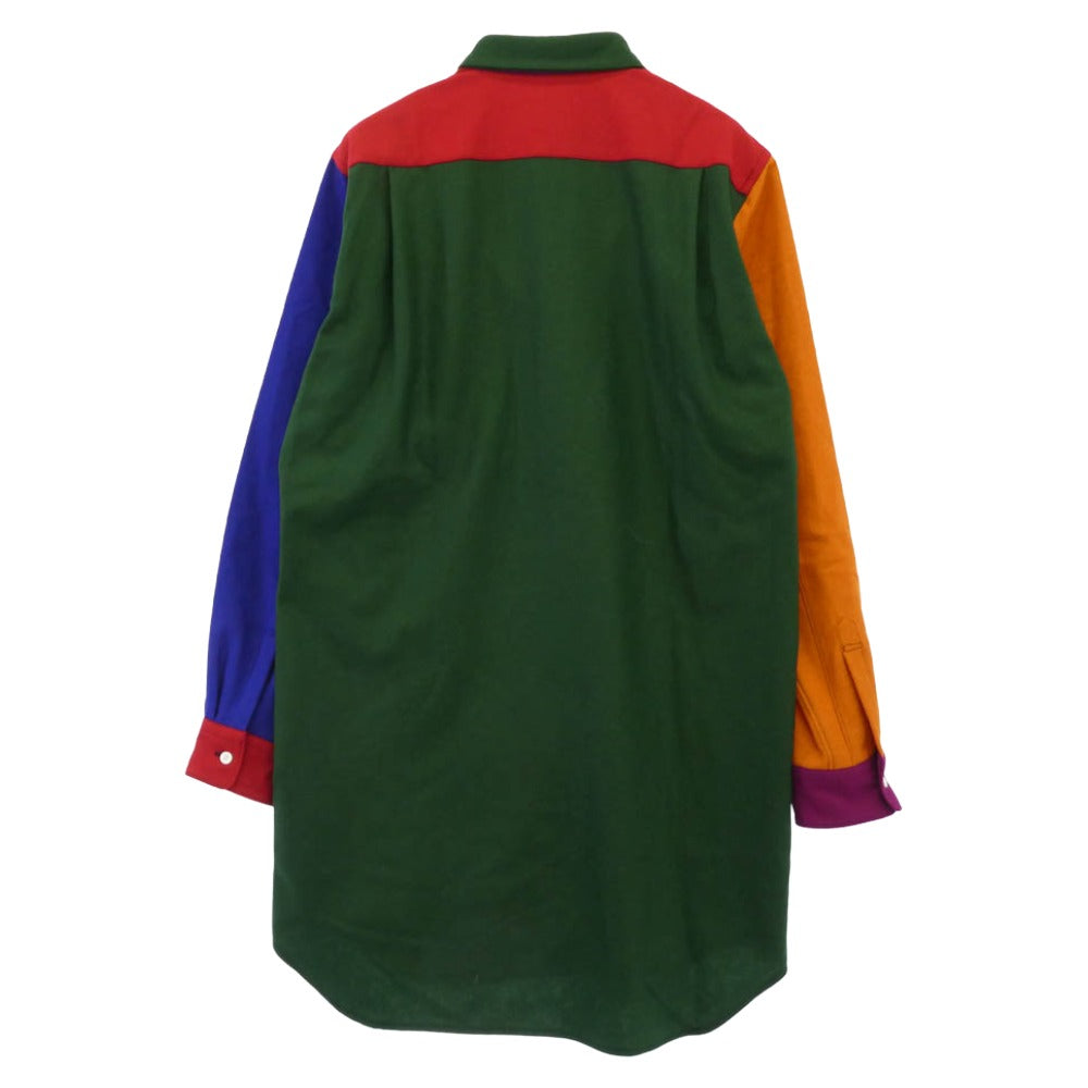 COMME des GARCONS HOMME PLUS コムデギャルソンオムプリュス 25AW PP-B032-051 ウールナイロン パッチワーク 長袖 ロング ドレスシャツ マルチカラー系 M【極上美品】【中古】