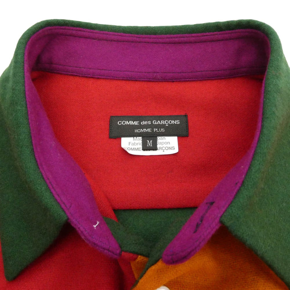 COMME des GARCONS HOMME PLUS コムデギャルソンオムプリュス 25AW PP-B032-051 ウールナイロン パッチワーク 長袖 ロング ドレスシャツ マルチカラー系 M【極上美品】【中古】