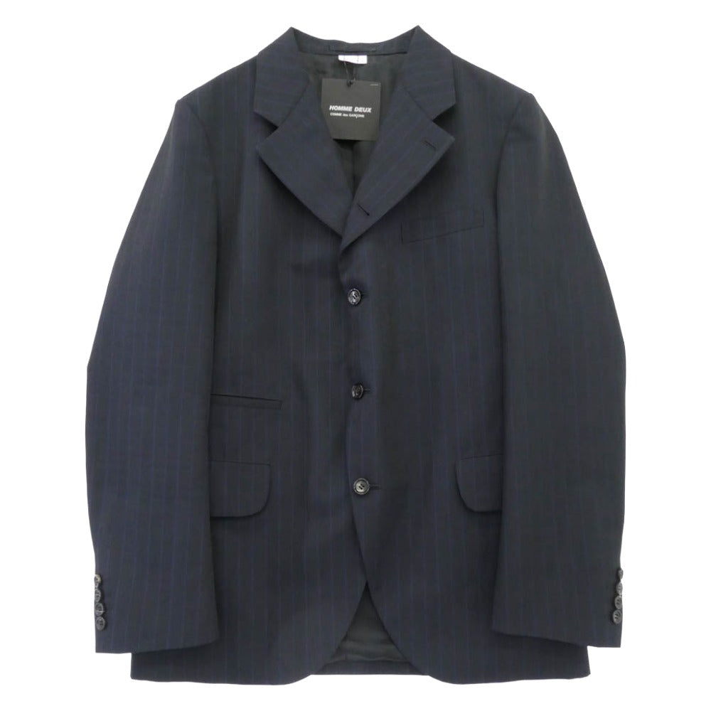 COMME des GARCONS HOMME DEUX コムデギャルソンオムドゥ 25AW DP-J027-051 Polyester Herringbone Stripe エステルヘリンボーンストライプ シングル テーラードジャケット ブラック系 ブルー系 L【極上美品】【中古】