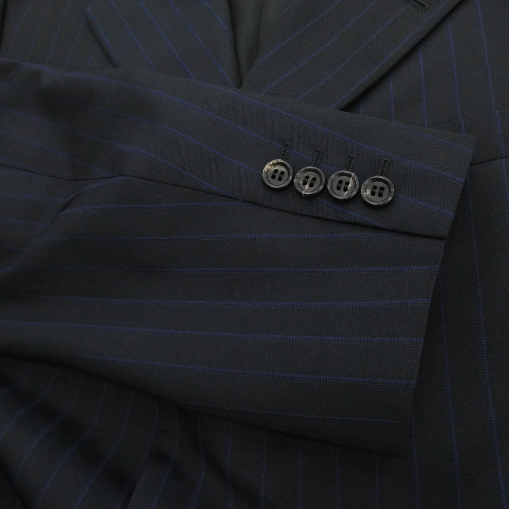 COMME des GARCONS HOMME DEUX コムデギャルソンオムドゥ 25AW DP-J027-051 Polyester Herringbone Stripe エステルヘリンボーンストライプ シングル テーラードジャケット ブラック系 ブルー系 L【極上美品】【中古】