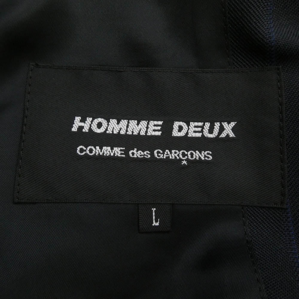 COMME des GARCONS HOMME DEUX コムデギャルソンオムドゥ 25AW DP-J027-051 Polyester Herringbone Stripe エステルヘリンボーンストライプ シングル テーラードジャケット ブラック系 ブルー系 L【極上美品】【中古】