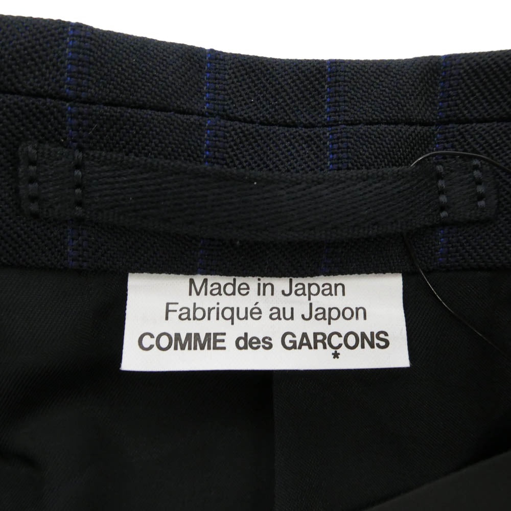 COMME des GARCONS HOMME DEUX コムデギャルソンオムドゥ 25AW DP-J027-051 Polyester Herringbone Stripe エステルヘリンボーンストライプ シングル テーラードジャケット ブラック系 ブルー系 L【極上美品】【中古】
