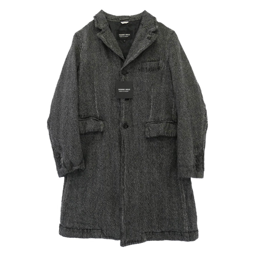 COMME des GARCONS HOMME DEUX コムデギャルソンオムドゥ 25AW DP-C001-051 製品加工 ウールサージ チェスターコート グレー系 S【極上美品】【中古】