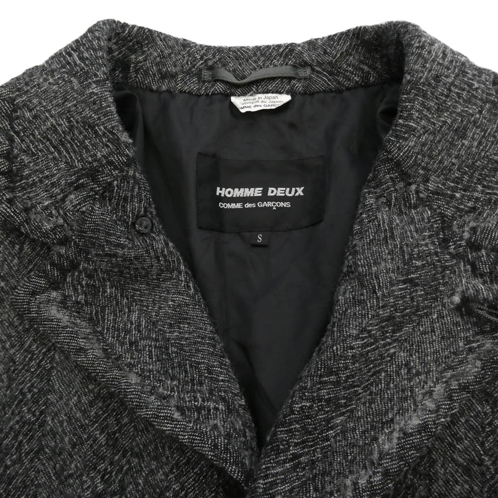 COMME des GARCONS HOMME DEUX コムデギャルソンオムドゥ 25AW DP-C001-051 製品加工 ウールサージ チェスターコート グレー系 S【極上美品】【中古】