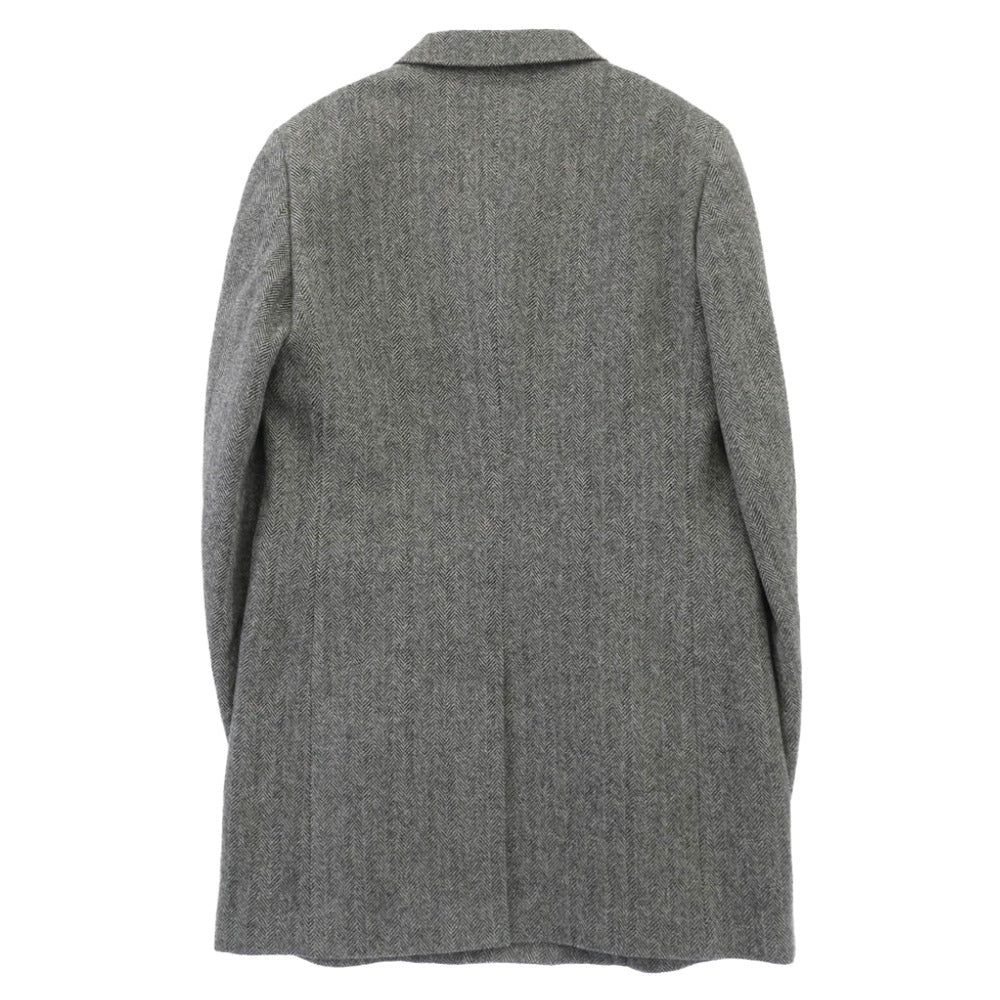 COMME des GARCONS HOMME DEUX コムデギャルソンオムドゥ 25AW DP-J052-051 ヘリンボーン ピークドラペル ジップアップ チェスターコート グレー系 S【極上美品】【中古】
