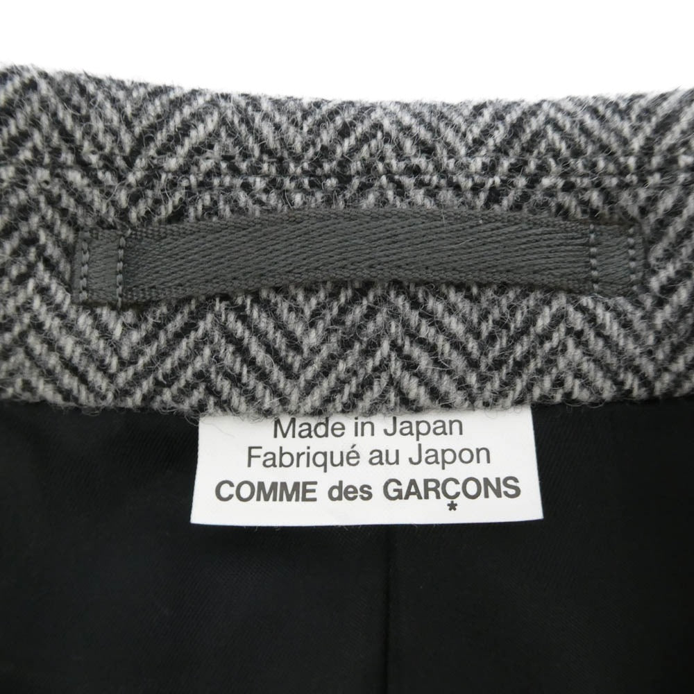 COMME des GARCONS HOMME DEUX コムデギャルソンオムドゥ 25AW DP-J052-051 ヘリンボーン ピークドラペル ジップアップ チェスターコート グレー系 S【極上美品】【中古】