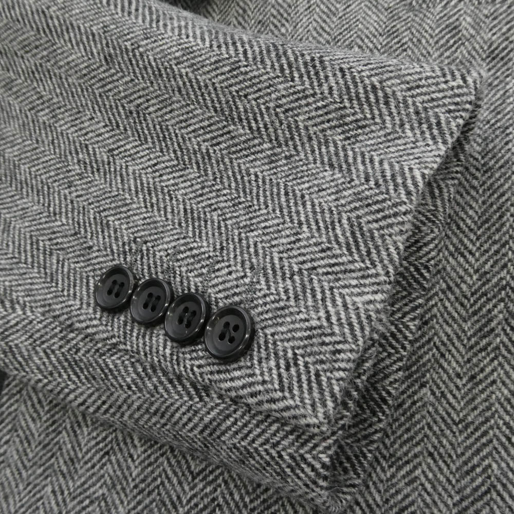 COMME des GARCONS HOMME DEUX コムデギャルソンオムドゥ 25AW DP-J052-051 ヘリンボーン ピークドラペル ジップアップ チェスターコート グレー系 S【極上美品】【中古】