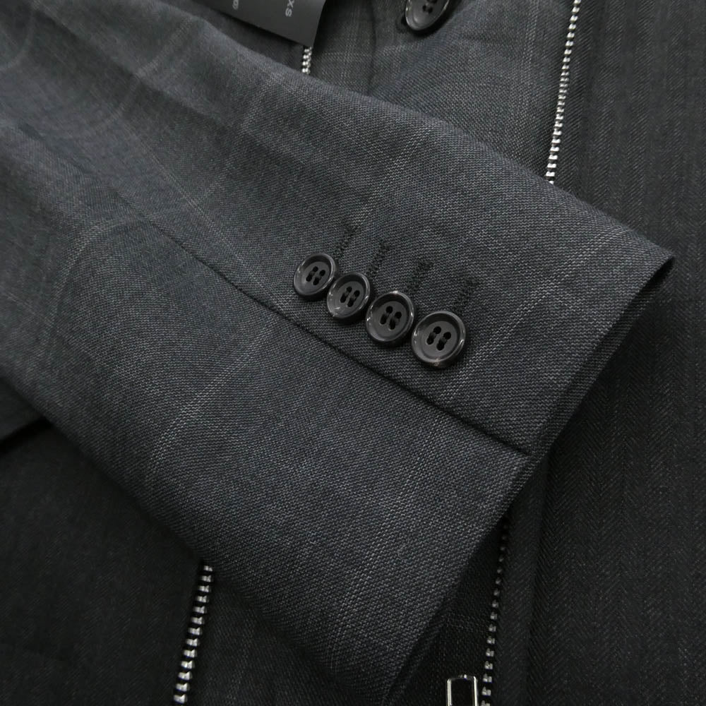 COMME des GARCONS HOMME DEUX コムデギャルソンオムドゥ 25AW DP-J048-051 チェック柄 ドッキング フロントジップデザイン テーラードジャケット グレー系 XS【極上美品】【中古】