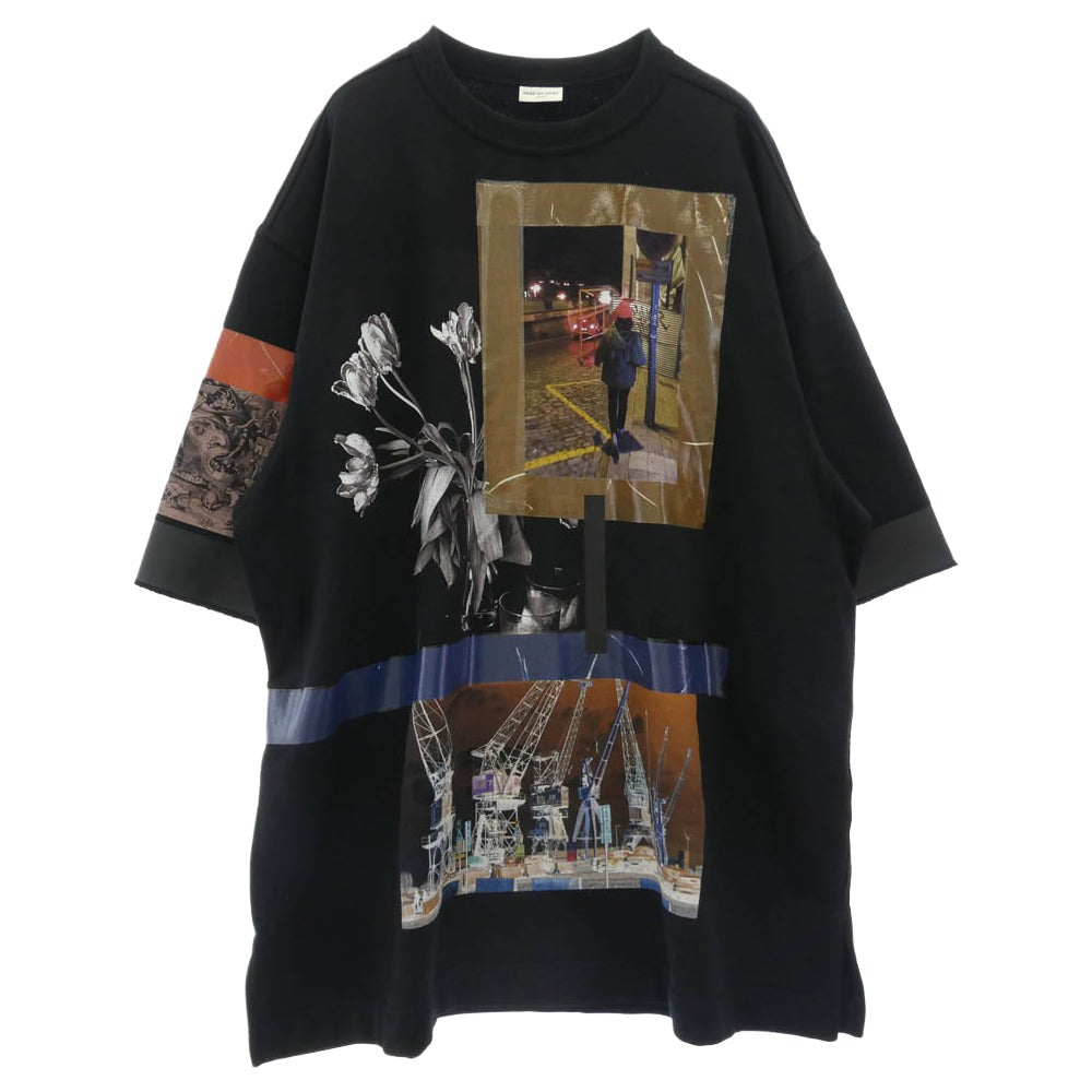 DRIES VAN NOTEN ドリスヴァンノッテン グラフィック 半袖 オーバーサイズ スウェット カットソー ブラック系 S【中古】