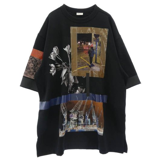 DRIES VAN NOTEN ドリスヴァンノッテン グラフィック 半袖 オーバーサイズ スウェット カットソー ブラック系 S【中古】