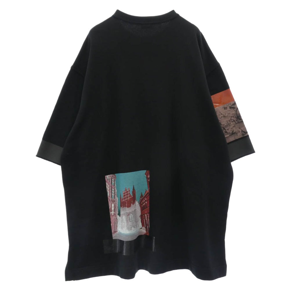 DRIES VAN NOTEN ドリスヴァンノッテン グラフィック 半袖 オーバーサイズ スウェット カットソー ブラック系 S【中古】