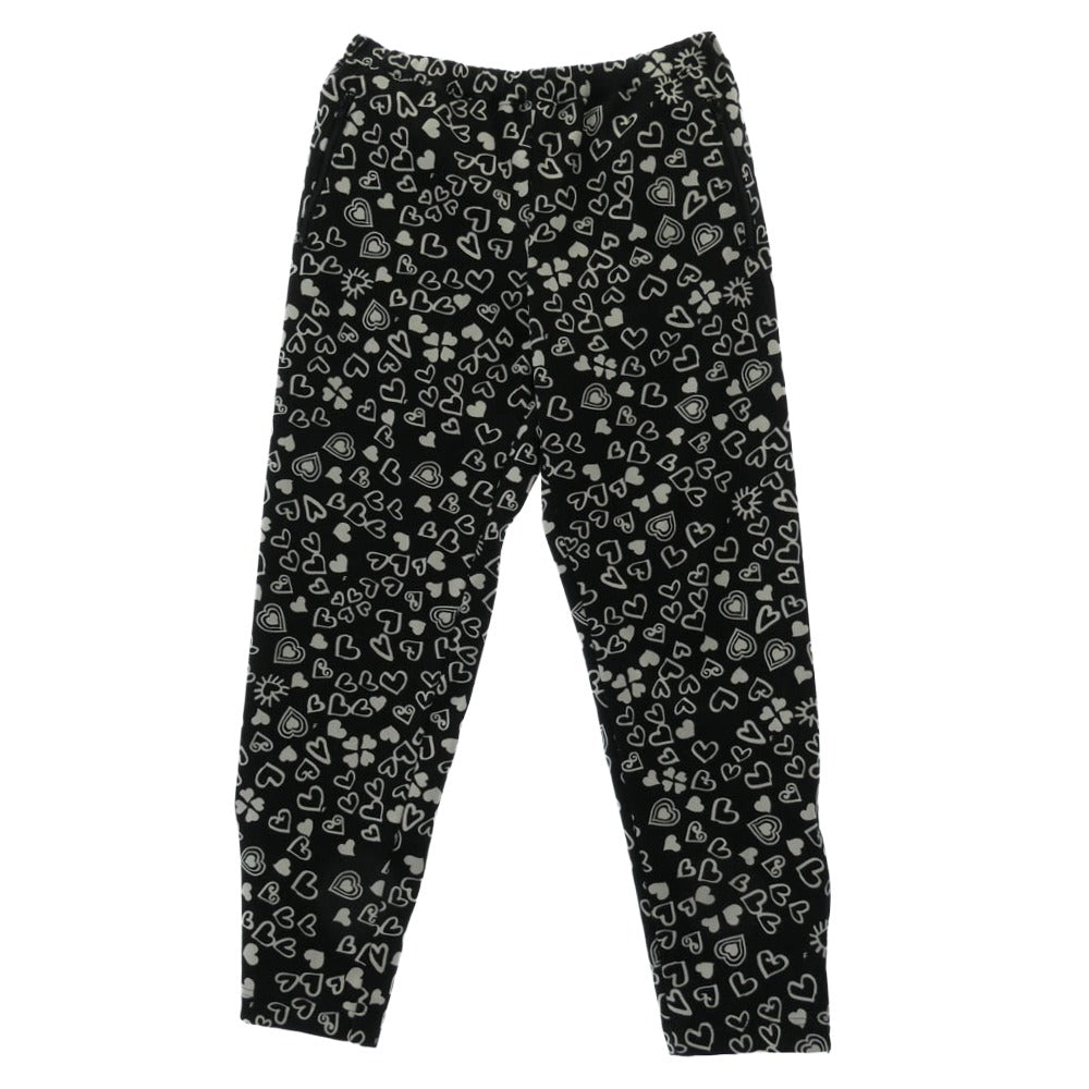 BLACK COMME des GARCONS ブラックコムデギャルソン 1J-T003 総柄 ハートトラック パンツ ブラック系 XL【中古】