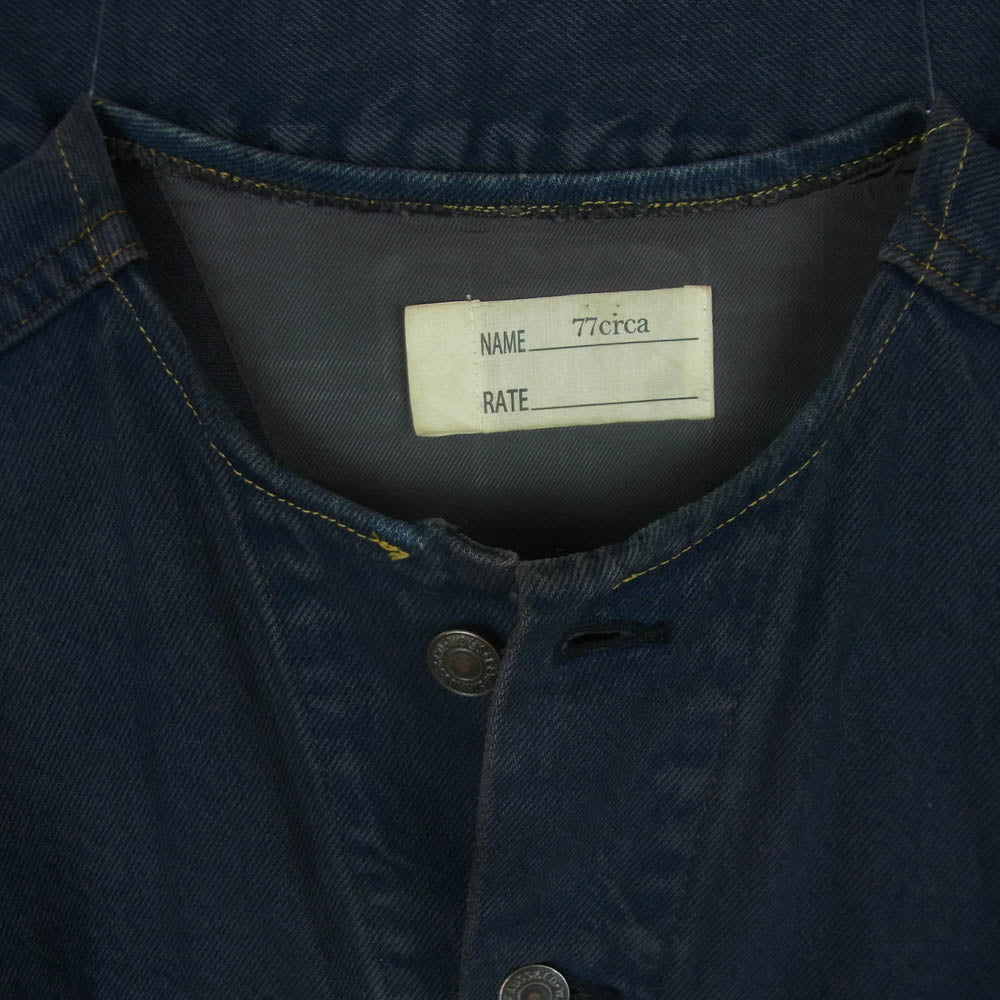 77サーカ ノーカラー ドッキング デニム ジャケット インディゴブルー系 サイズ表記なし【中古】