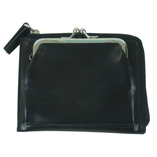 Y's Yohji Yamamoto ワイズ ヨウジヤマモト L字 がま口 レザー ウォレット 財布 ブラック系【中古】