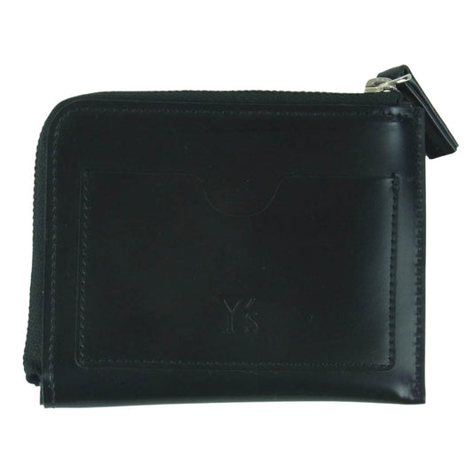 Y's Yohji Yamamoto ワイズ ヨウジヤマモト L字 がま口 レザー ウォレット 財布 ブラック系【中古】