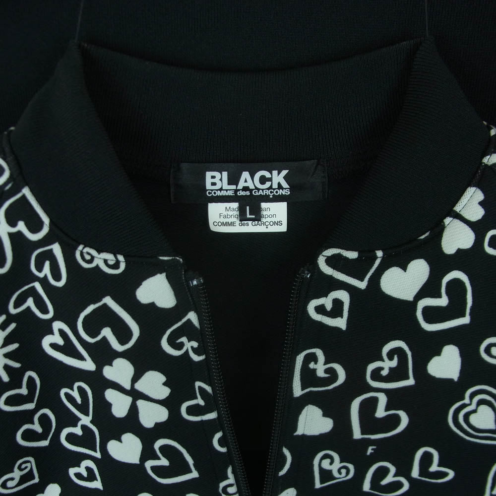 BLACK COMME des GARCONS ブラックコムデギャルソン 22aw 1J-T001 総柄 ハートトラック ジャケット 日本製 ブラック系 L【中古】