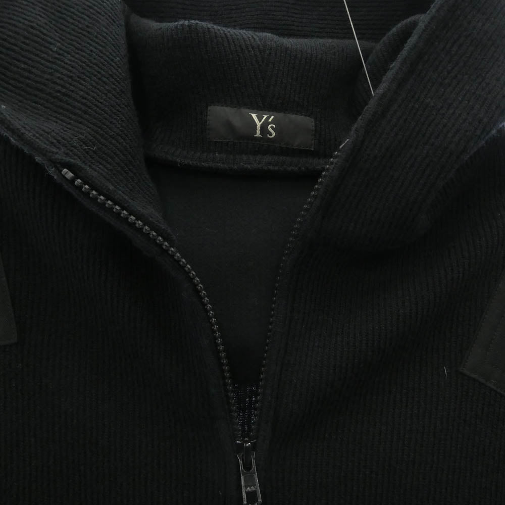 Y's Yohji Yamamoto ワイズ ヨウジヤマモト YR-D03-803 パッチデザイン ニット フード ロング コート ブラック系 1【中古】