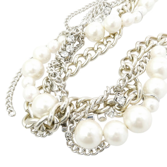 JUNYA WATANABE COMME des GARCONS ジュンヤワタナベコムデギャルソン 23SS JK-K802 パール チェーン ネックレス シルバー系 オフホワイト系【中古】