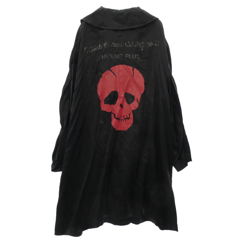 COMME des GARCONS HOMME PLUS コムデギャルソンオムプリュス 22SS PI-C016 花の存在期 丸襟 バック スカル ロング コート　 ブラック系 M【中古】